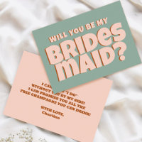 Retro Rosa & Blue Funny Bridesmaid Frieri