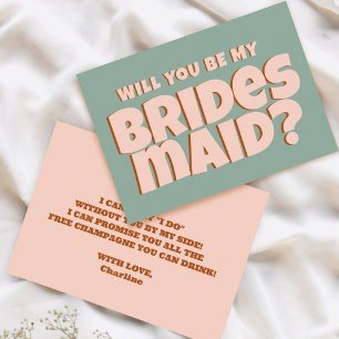 Retro Rosa & Blue Funny Bridesmaid Frieri Inbjudningar