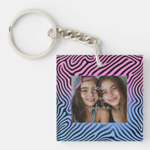 Retro Rosa Blue Gradient Zebra Rand Photo Ram