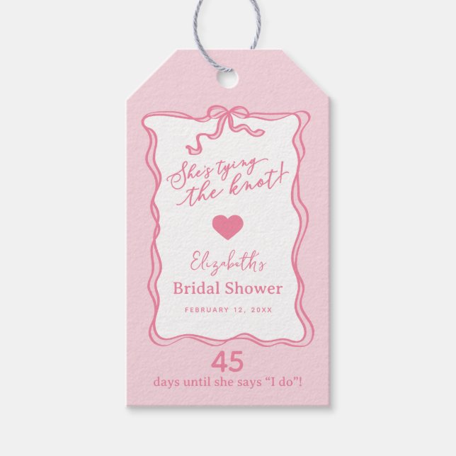 Retro Rosa Bow Hon har Gifter sig Presentetikett (Framsidan)