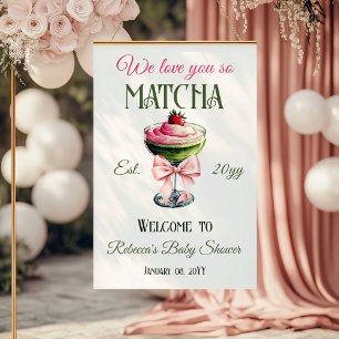 Retro Rosa Bow Kärlek You Matcha Baby Shower Välko Poster