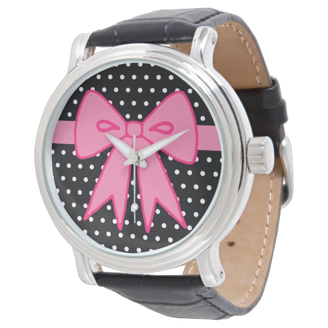 Retro Rosa Bow Watch Armbandsur (Vinklad)