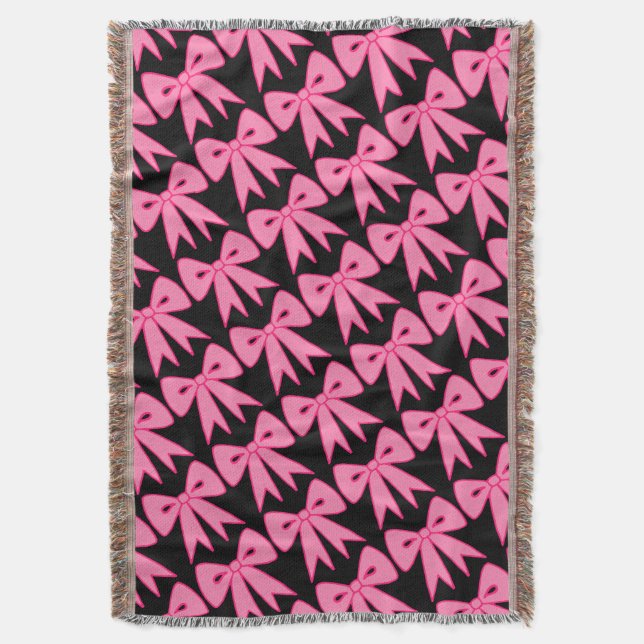 Retro Rosa Bows Throw Blanket Gift Filt (Framsidan Vertikal)