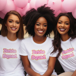 Retro Rosa Brudtärna Squad T Shirt