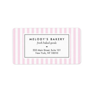 Retro Rosa Candy Rand Bakery Adressetikett