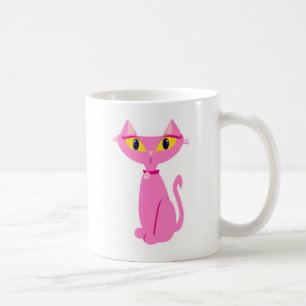 Retro Rosa Cat Cute Roligt Tecknad Design Kaffemugg