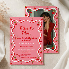 Retro Rosa Cherry Valentine Möhippa Inbjudningar