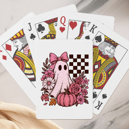 Retro Rosa Coquette Ghost Girl med Bow Halloween Casinokort
