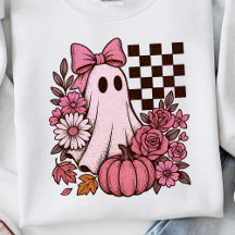 Retro Rosa Coquette Ghost Girl med Bow Halloween