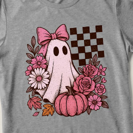 Retro Rosa Coquette Ghost Girl med Bow Halloween T Shirt