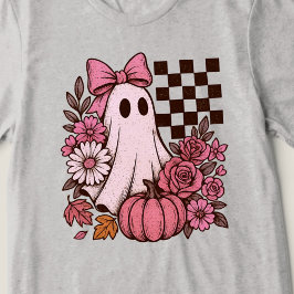 Retro Rosa Coquette Ghost Girl med Bow Halloween T Shirt