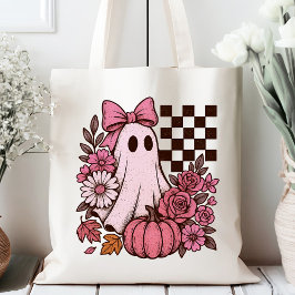 Retro Rosa Coquette Ghost Girl med Bow Halloween Tygkasse