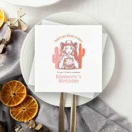 Retro Rosa Cowgirl Disco Boll Födelsedagsfest Pappersservett