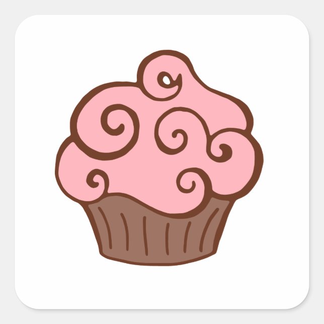 Retro Rosa Cupkaka Stickers Fyrkantigt Klistermärke (Framsida)