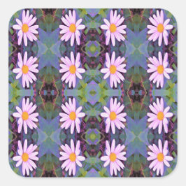 Retro Rosa Daisy Flower Mönster Fyrkantigt Klistermärke