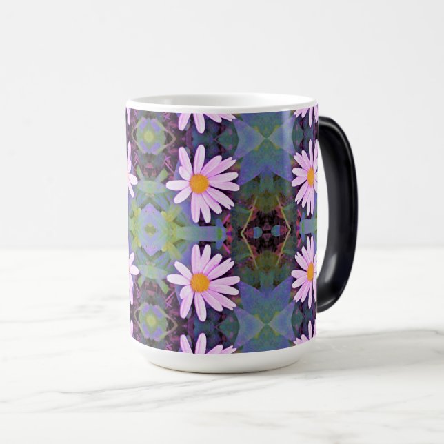 Retro Rosa Daisy Flower Mönster Magisk Mugg (Framsida höger)