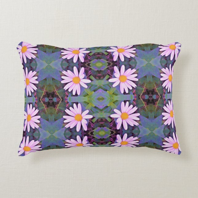Retro Rosa Daisy Flower Mönster Prydnadskudde (Framsidan)