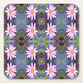Retro Rosa Daisy Flower Mönster Underlägg Papper Kvadrat