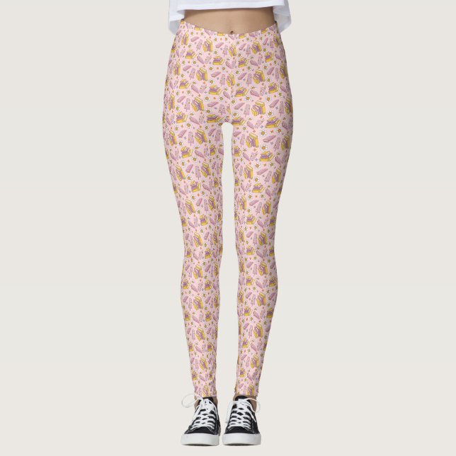 Retro Rosa Daisy Reader Vibes Leggings (Framsida)