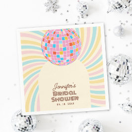 Retro Rosa Disco Boll Groovy Boho Bröllopsdusch Pappersservett
