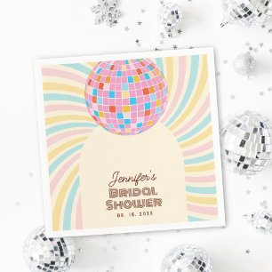 Retro Rosa Disco Boll Groovy Boho Bröllopsdusch Pappersservett