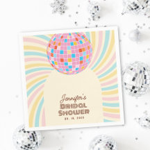 Retro Rosa Disco Boll Groovy Boho Bröllopsfest