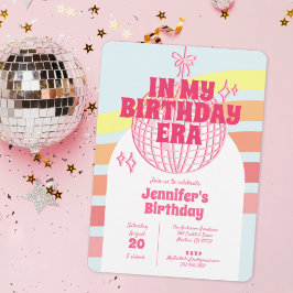Retro Rosa Disco Boll i min födelsedag Party Inbjudningar
