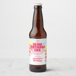 Retro Rosa Disco Boll i min födelsedag Party Ölflaska Etikett