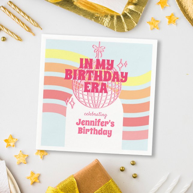 Retro Rosa Disco Boll i min födelsedag Party Pappersservett (Skapare uppladdad)