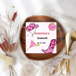 Retro Rosa Disco Cowgirl Western Bachelorette Pappersservett