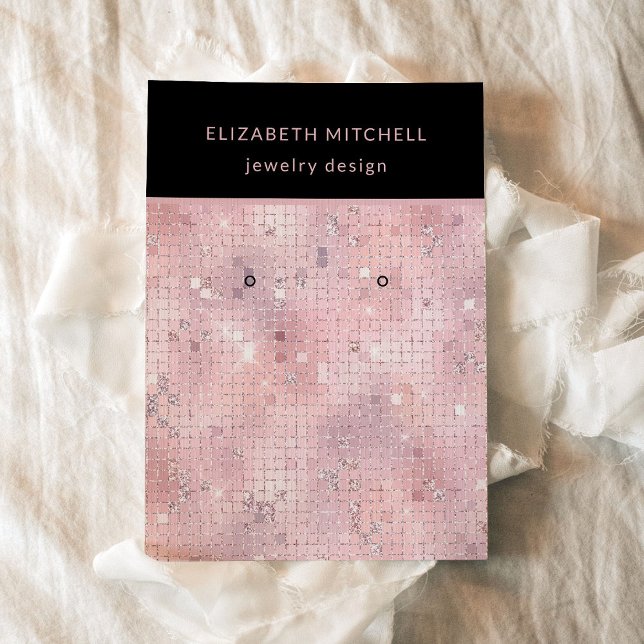 Retro  Rosa Disco Glam | Kort för Visning (A retro, pink disco look makes these earring display cards totally up to the moment and glam)
