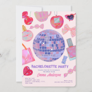 Retro Rosa Disco yk2-estesiskt Bachelorette-parti Inbjudningar