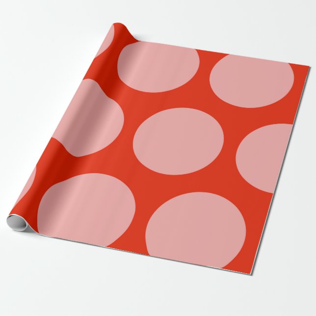 Retro Rosa Dots Mönster Wrapping Papper Presentpapper (Utrullad)