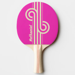 Retro Rosa Dubbelrandig Loop med Namn Pingisracket