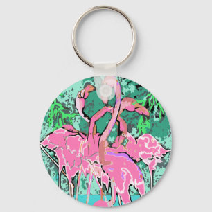 Retro rosa fåglar för FlamingofågelKeychains Nyckelring