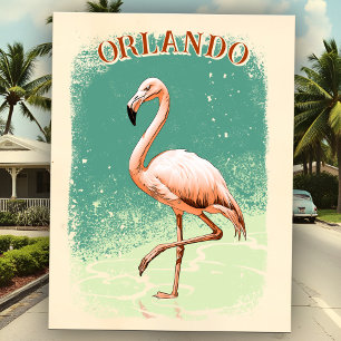 Retro Rosa Flamingo Florida Semesterpresent Stad Vykort