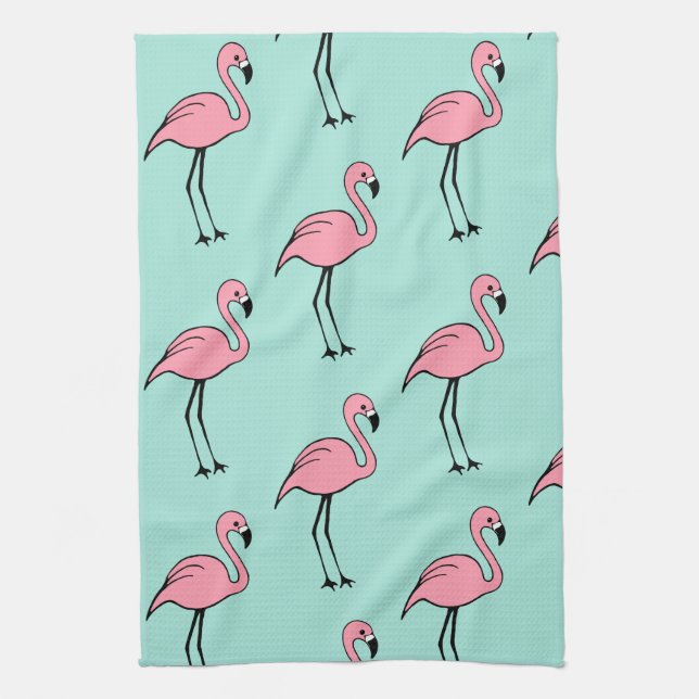 Retro Rosa Flamingo Kökshandduk Present (Vertikal)