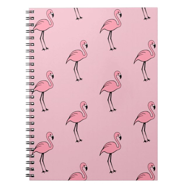 Retro Rosa Flamingo Office School Notebook Gift Anteckningsbok Med Spiral (Framsidan)