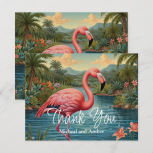 Retro rosa flamingo tack kort