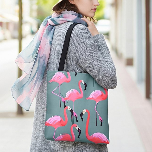 Retro rosa flamingos tygkasse (Skapare uppladdad)