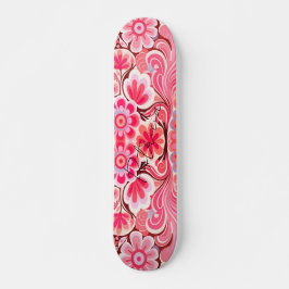 Retro Rosa Flower Watercolor Girly Mini Skateboard Bräda 18,5 Cm