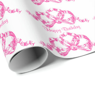 Retro rosa fransk bandpilbågegrattis på presentpapper