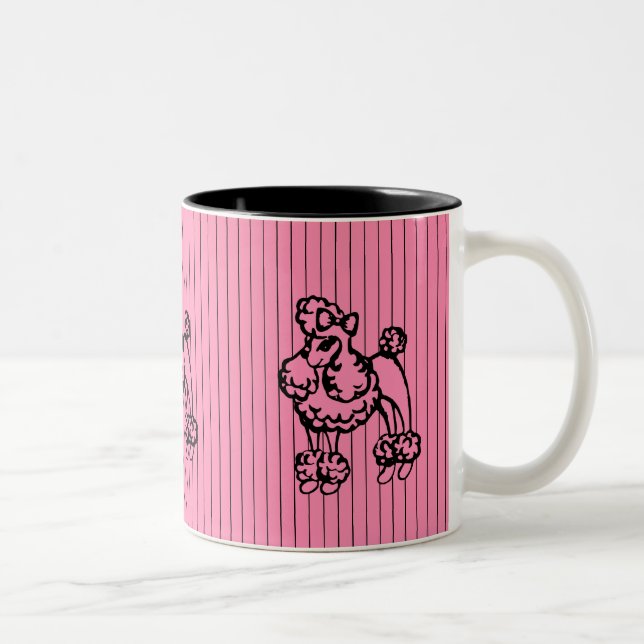 Retro Rosa Fransk Pudel Coffee Mugg Gift (Höger)
