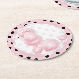 Retro Rosa Fransk Pudel Party Underlägg