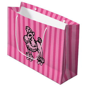 Retro rosa fransk pudel randig presentbag för fest