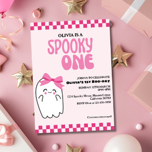 Retro Rosa Ghost Halloween Spooky en födelsedag Inbjudningar