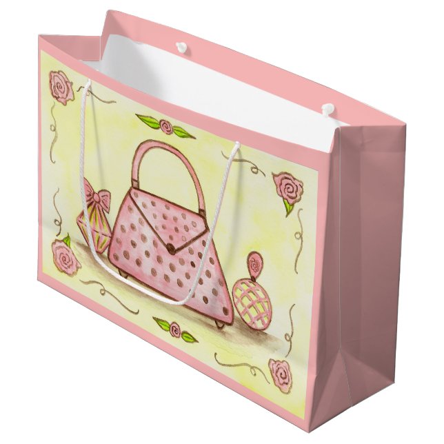 Retro Rosa Gift Bag (Framsidan Vinklad)