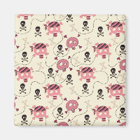 Retro Rosa Girly Skull och Bones