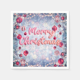Retro Rosa God Jul Vinter Värld Pappersservett
