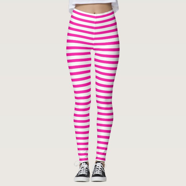 Retro rosa godisrandmönster leggings (Framsida)